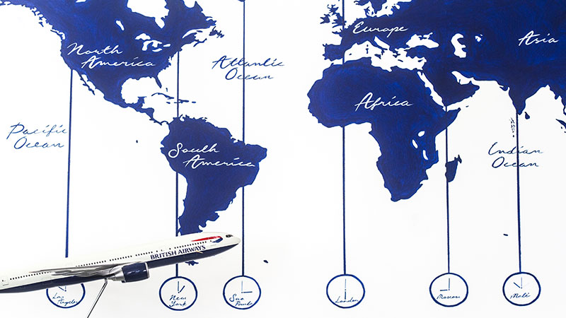 Map of the world with international time