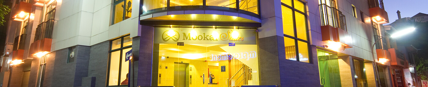 Elegant view of the Mookai hotel entrance in Maldives