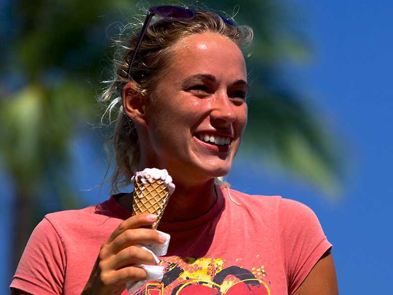 A guest enjoying an ice-cream in Maldives islands