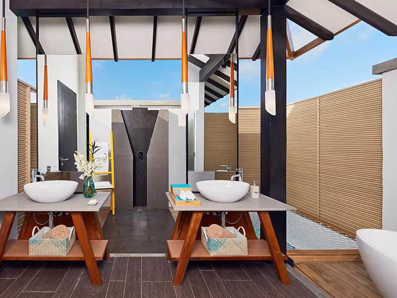Overwater villa stylish bathroom facilities