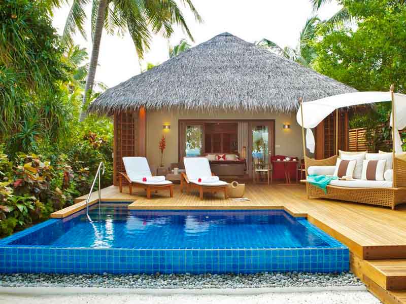 relaxing views of the private cabanas with Swimming pool